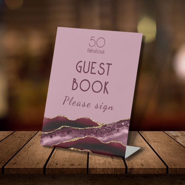 50 and Fabulous Burgundy Pink Agate Pedestal Sign  (Creator Uploaded)