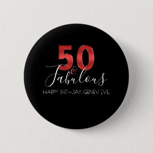 50 and Fabulous   Casino Vegas Birthday 6 Cm Round Badge