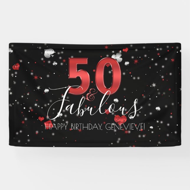 50 and Fabulous | Casino Vegas Birthday Banner (Horizontal)