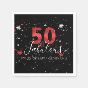 50 and Fabulous Casino Vegas Birthday Napkin