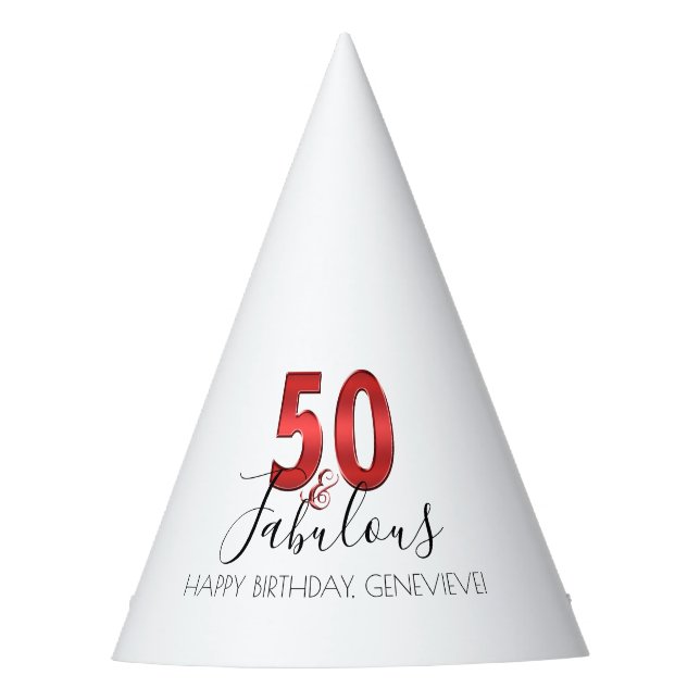 50 and Fabulous | Casino Vegas Birthday Party Hat (Front)