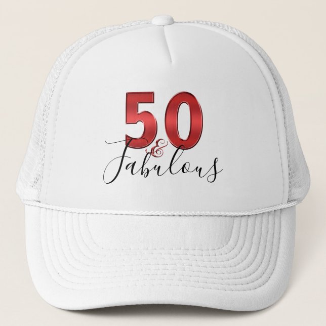 50 and Fabulous | Casino Vegas Birthday Trucker Hat (Front)
