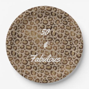 50 and Fabulous Cheetah Print Paper Plate