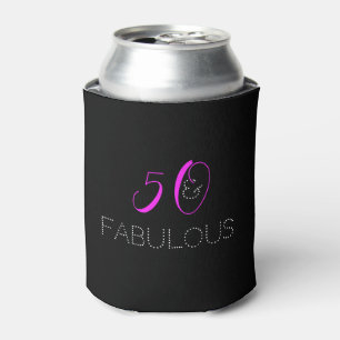 50 and fabulous   Chic Hot Pink Birthday Can Cooler
