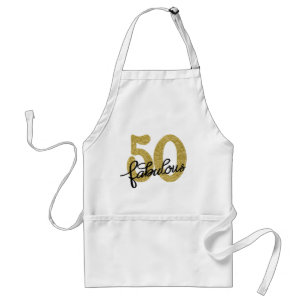 50 and Fabulous Classy Gold Black and White Standard Apron
