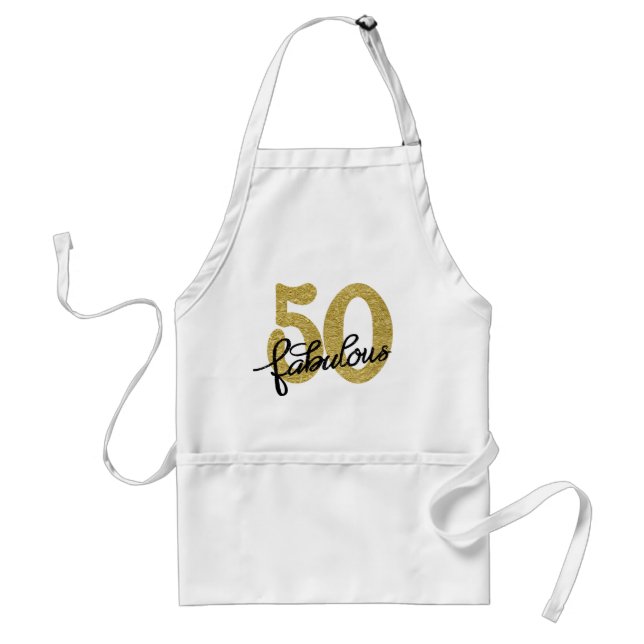 50 and Fabulous | Classy Gold Black and White Standard Apron (Front)