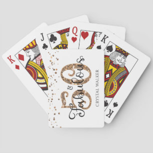 50 AND FABULOUS Copper Gold Party Backdrop Playing Cards