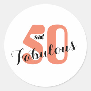 50 and Fabulous Coral 50th Birthday Envelope Classic Round Sticker