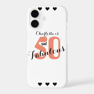 50 and Fabulous Coral Black Script 50th Birthday