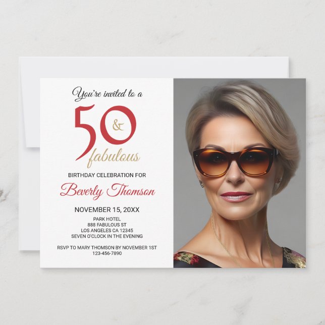 50 and Fabulous Customisable Invitation (Front)
