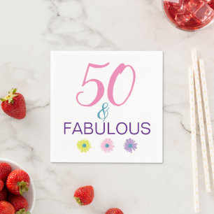 50 and Fabulous Daisy Illustrated Napkin