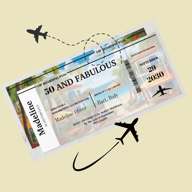 50 and Fabulous Destination Boarding Pass Birthday (Creator Uploaded)