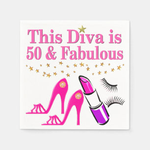 50 AND FABULOUS DIVA NAPKIN