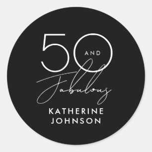 50 and Fabulous Elegant 50th Birthday Classic  Classic Round Sticker