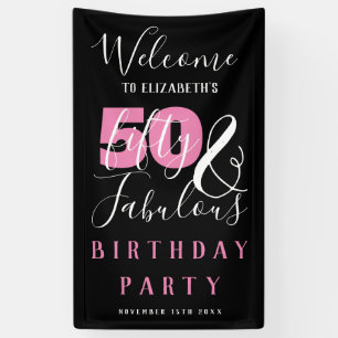 50 And Fabulous Elegant 50th Birthday Party Banner
