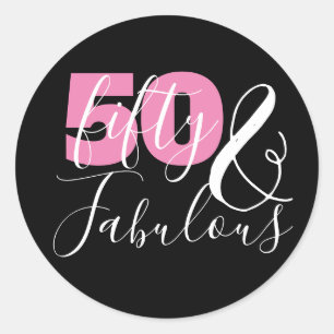 50 And Fabulous Elegant 50th Birthday Party Classic Round Sticker