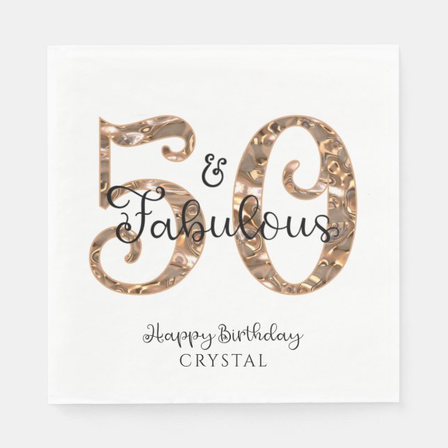 50 AND FABULOUS Elegant 50th Birthday Personalised Napkin (Front)