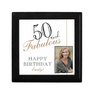 50 and Fabulous Elegant 50th Birthday Photo Gift Box