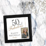 50 and Fabulous Elegant 50th Birthday Photo Gift Box<br><div class="desc">50 and Fabulous Elegant 50th Birthday Photo gift box. Add your name and photo.</div>