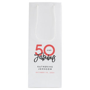 50 and Fabulous Elegant 50th Birthday Wine Gift Bag