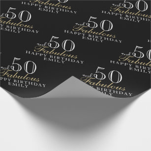 50 and Fabulous Elegant Black 50th Birthday Wrapping Paper