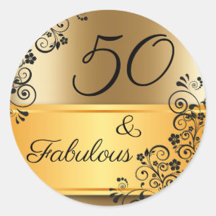 50 and Fabulous Elegant Classic Round Sticker