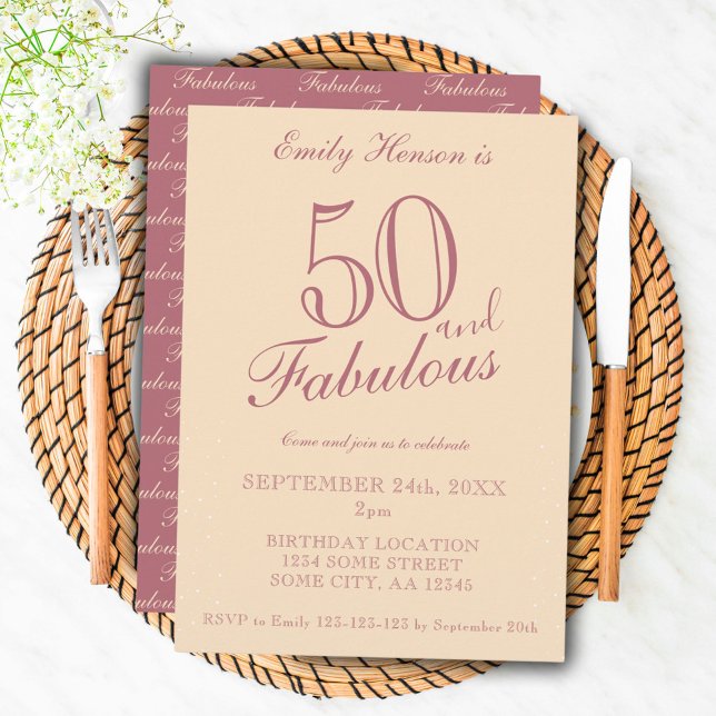 50 and Fabulous Elegant Script Birthday Invitation (Creator Uploaded)
