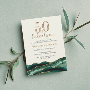 50 and Fabulous Emerald Green Agate 50th Birthday  Invitation
