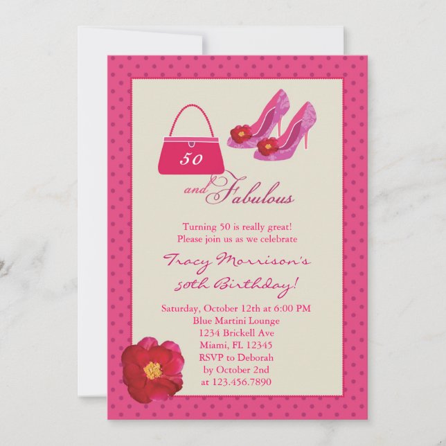 50 and Fabulous Fashion Birthday Invitation (Front)