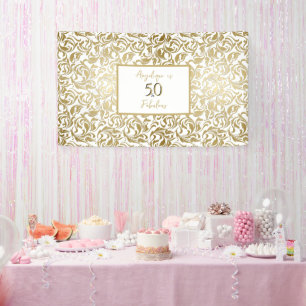 50 and Fabulous Faux Gold Ornate Birthday Design Banner