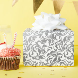 50 and Fabulous Faux Silver Ornate Birthday Party Wrapping Paper