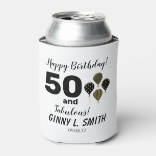 50 and Fabulous Fiftieth Birthday Can Cooler Favou