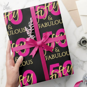 50 and Fabulous Fiftieth Birthday Wrapping Paper