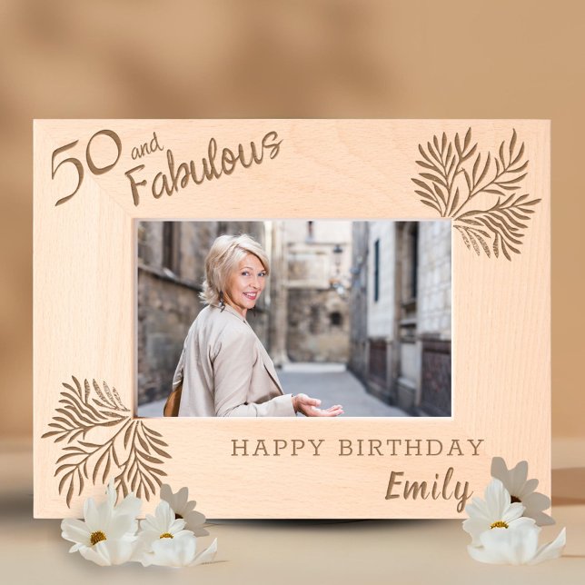 50 and Fabulous Foliage 50th Birthday Etched Frames (Creator Uploaded)
