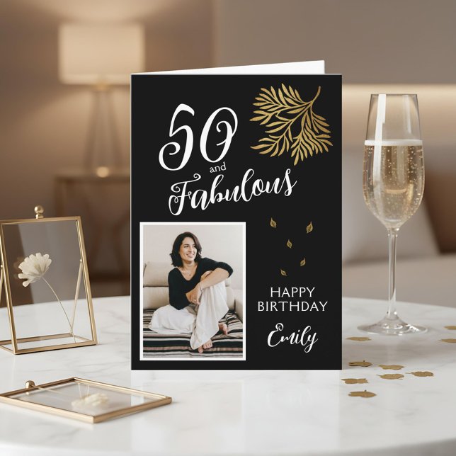 50 and Fabulous Foliage 50th Birthday Photo Card (Creator Uploaded)