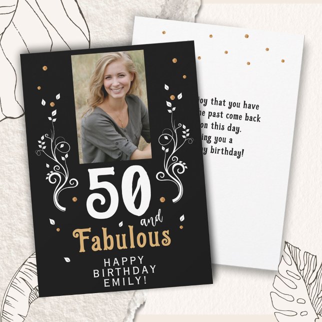 50 and Fabulous Foliage 50th Birthday Photo Card (Creator Uploaded)