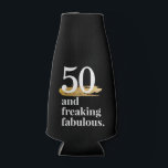 50 and Fabulous Funny Birthday Beer Bottle Cooler<br><div class="desc">Cheers to all the years with this "50 and freaking fabulous" personalised insulated beer can holder,  a great funny gag gift for the friend turning a year older. Add their name on the back,  and type in any age.</div>
