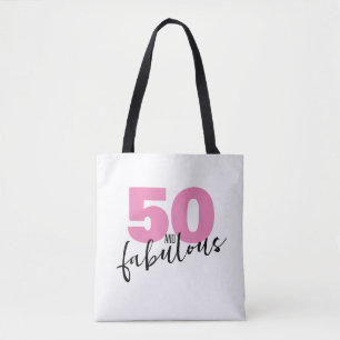 50 and fabulous gift 50th Birthday pink Tote Bag