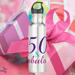 50 and Fabulous Girly Birthday 710 Ml Water Bottle<br><div class="desc">Do you know someone fabulous who is celebrating a 50th birthday?  This design says 50 & Fabulous in blue,  pink and purple.  Makes a great gift or party favour!</div>