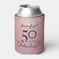 50 and Fabulous Glitter Birthday Can Cooler
