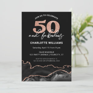 50 And Fabulous Glitter Rose Gold 50th Birthday  Invitation