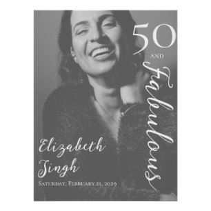 50 and Fabulous Glossy Birthday Custom Name & Date Poster