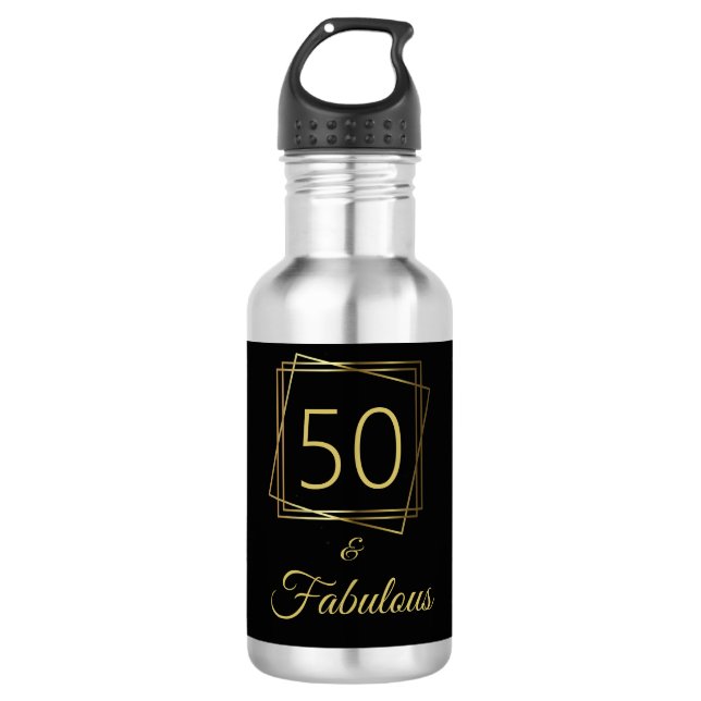 50 and Fabulous Gold Birthday  532 Ml Water Bottle (Front)