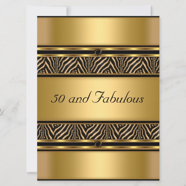 50 and Fabulous Gold  Birthday Party Invitation (Front)