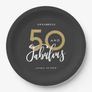 50 and fabulous gold Birthday party  Paper Plate