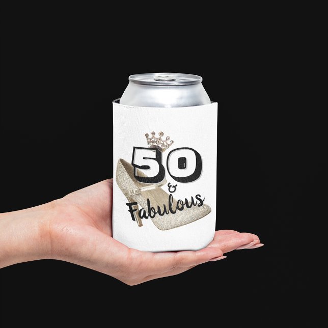 50 And Fabulous Gold Black Bold Birthday Can Cooler (Creator Uploaded)