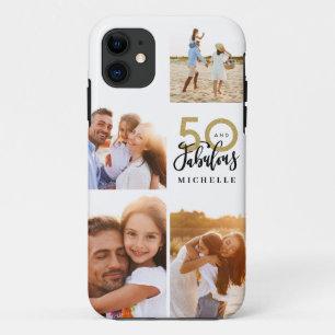 50 and fabulous gold black photo birthday  Case-Mate iPhone case