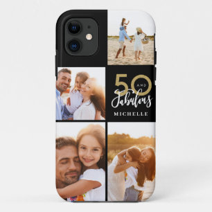 50 and fabulous gold black photo birthday Case-Mate iPhone case