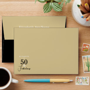 50 and Fabulous Gold Black String Lights Envelope