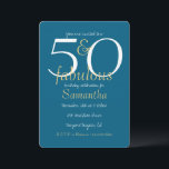 50 and Fabulous Gold Blue 50th Birthday Invitation<br><div class="desc">50 and Fabulous Gold Blue White 50th birthday</div>